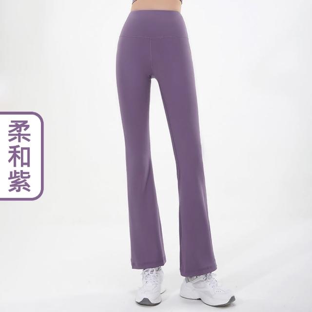 【KOKOYI】韓版新款無縫蜜桃修身彈力高腰打底透氣提臀速乾健身喇叭褲瑜珈褲(瑜珈 彈力褲 修身 運動 跑步)