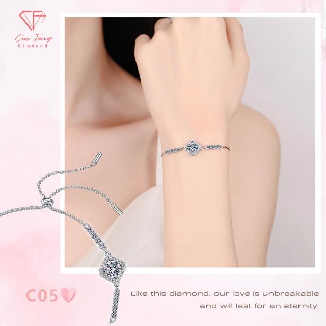 【CF Diamond】送禮首選 精美鑽飾 (莫桑鑽 1克拉 鑽石 項鏈 女戒 戒指  生日禮物 求婚)