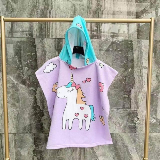 【安朵童舖】現貨兒童連帽浴巾女童斗篷浴巾浴袍男童連帽斗篷浴巾卡通印花沙灘巾