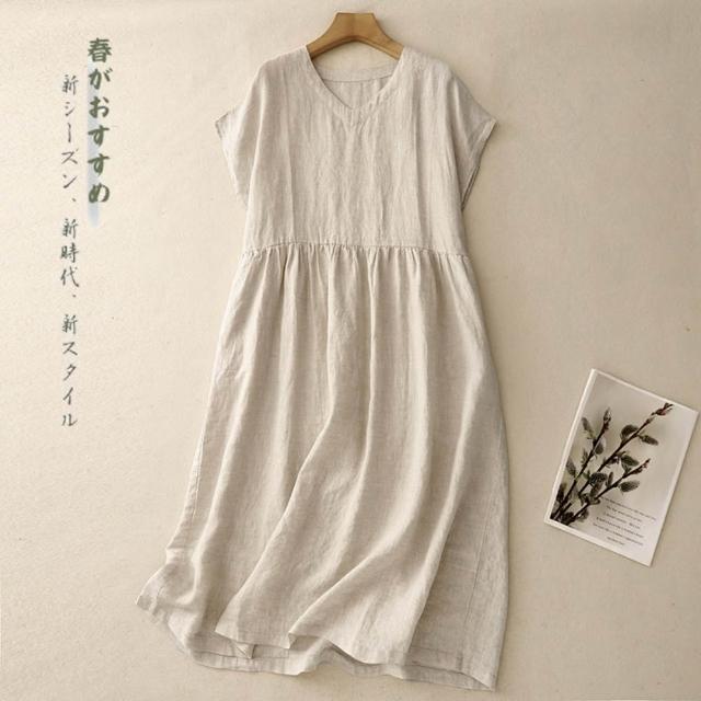 【巴黎精品】極速出貨 洋裝無袖連身裙大尺碼長裙連衣裙A字裙休閒女裝(亞麻棉麻寬鬆背心裙女裙子3款a1au5)