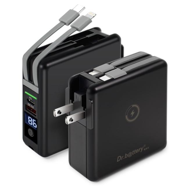 Dr.b@ttery電池王 10000mAh 第二代MagSafe 15W無線充電+數顯充電頭PD快充(五合一 萬能充Pro)