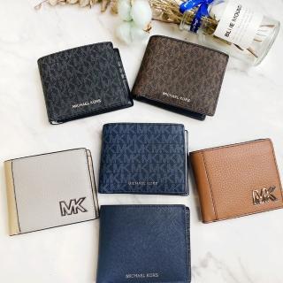 【Michael Kors】防刮皮革 男用短夾 滿版 附證件/夾零錢袋(平輸品)