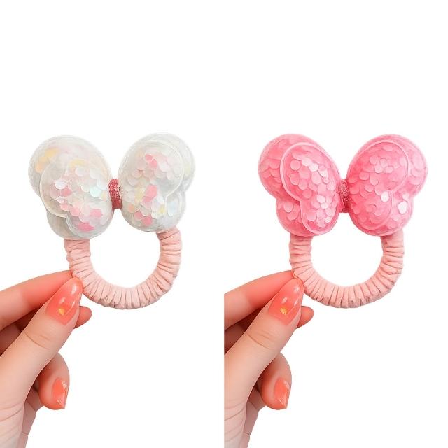 【安朵童舖】現貨韓版兒童女童亮片蝴蝶結髮圈漸變蝴蝶髮圈頭飾大腸圈