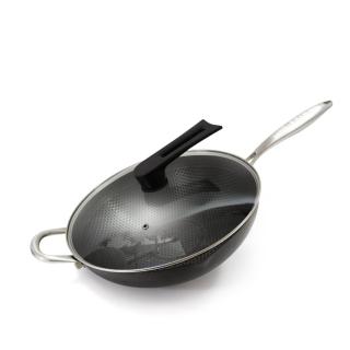 【COTD】36公分3D立體雙層蜂巢不鏽鋼鍋-IH爐可用鍋(炒菜鍋/煎鍋/炒鍋/台灣出貨)