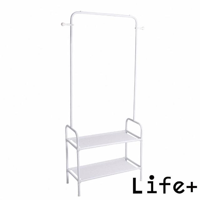 【Life+】日式簡約 多功能雙層落地衣帽架/掛衣架/置物架_2色任選(吊衣架 掛衣架 衣服收納 臥室收納)