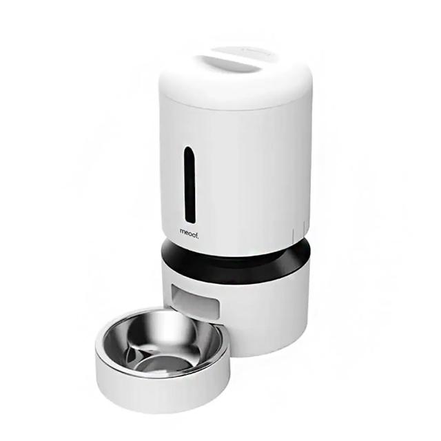 【meoof】膠囊寵物自動餵食器 按鍵版 5L 單碗(雙電源可無線 語音呼喚 定時定量 台灣總代理)