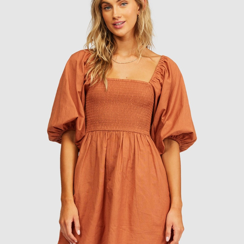 【BILLABONG】BILLABONG PARADISE DAYS 短洋裝 復古橘 休閒(6513489B50)