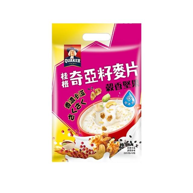 【QUAKER 桂格】奇亞籽麥片-任選3入組(特濃鮮奶/芝麻牛奶/草莓歐蕾/藜麥核桃/黑穀堅果/穀香堅果)