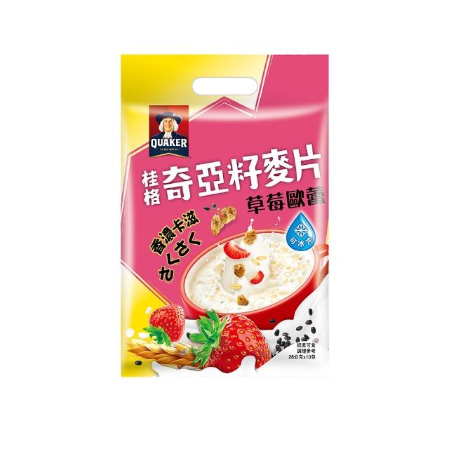 【QUAKER 桂格】奇亞籽麥片-任選3入組(特濃鮮奶/芝麻牛奶/草莓歐蕾/藜麥核桃/黑穀堅果/穀香堅果)