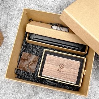 【Betrue】品初_朝朝木木鋼筆禮盒+霧光黑鋼筆+黑胡桃木名片盒(免費客製化刻字/禮盒/鋼筆刻字/交換禮物)