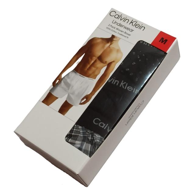 【CALVIN KLEIN】3件組 男純棉平織平口褲 CK男內褲(寬鬆內褲 棉質內褲 四角褲 透氣 男生內褲)