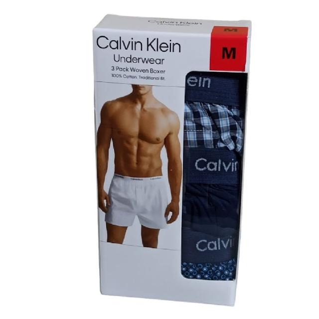 【CALVIN KLEIN】3件組 男純棉平織平口褲 CK男內褲(寬鬆內褲 棉質內褲 四角褲 透氣 男生內褲)