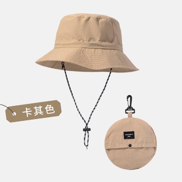 【DREAMCATCHER】抗UV防潑水摺疊漁夫帽-2入組(防風繩可調鬆緊/收納登山帽/防曬帽/出國防曬)