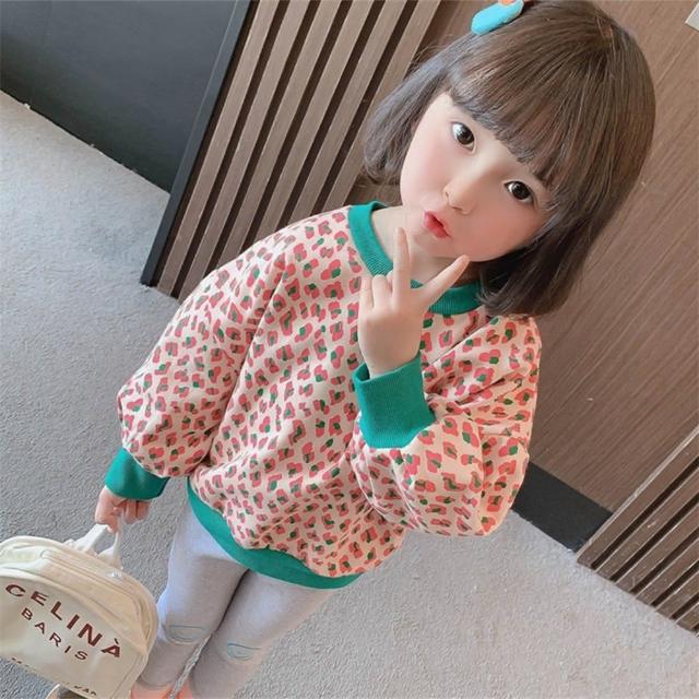 【安朵童舖】現貨韓版兒童薄款長袖上衣女寶條紋打底上衣豹紋長袖上衣女童小熊衛衣(27/57)