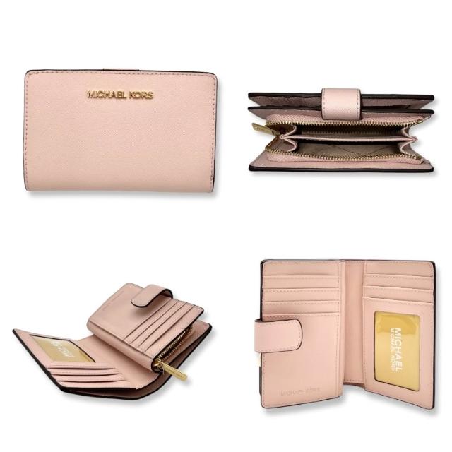 【Michael Kors】MK女生中夾 皮夾 防刮皮革 素面 多功能 女款 短夾(MK中夾)