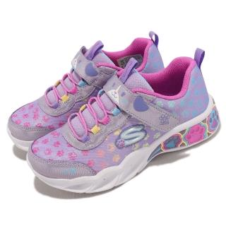 【SKECHERS】童鞋 S Lights 中童 紫 粉紅 魔鬼氈 閃燈 小朋友 燈鞋 運動鞋(319301LLVMT)