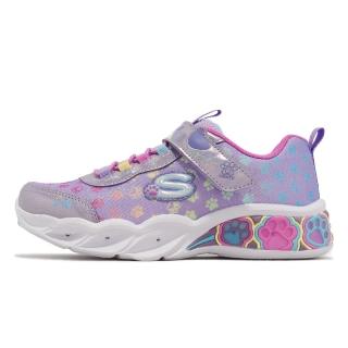 【SKECHERS】童鞋 S Lights 中童 紫 粉紅 魔鬼氈 閃燈 小朋友 燈鞋 運動鞋(319301LLVMT)