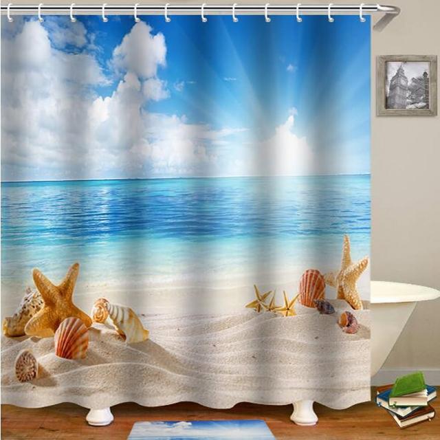 【巴芙洛】碧綠青翠防水防霉浴簾 加贈 浴室超吸水地墊(浴簾/防水/踏墊/浴室浴簾/拉簾/地墊)