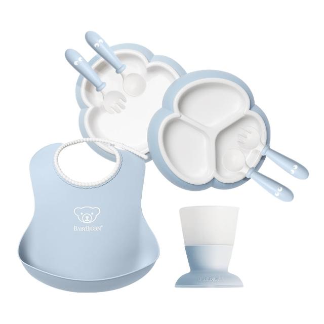 【BABYBJORN 奇哥】圍兜餐具豪華組禮盒 8件組/兒童餐盤/兒童餐具/學習餐具(四色任選)