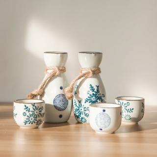 【Dagebeno荷生活】日式陶瓷復古酒盅酒具組 清酒溫酒杯酒壺組(酒壺2入+酒杯4入)