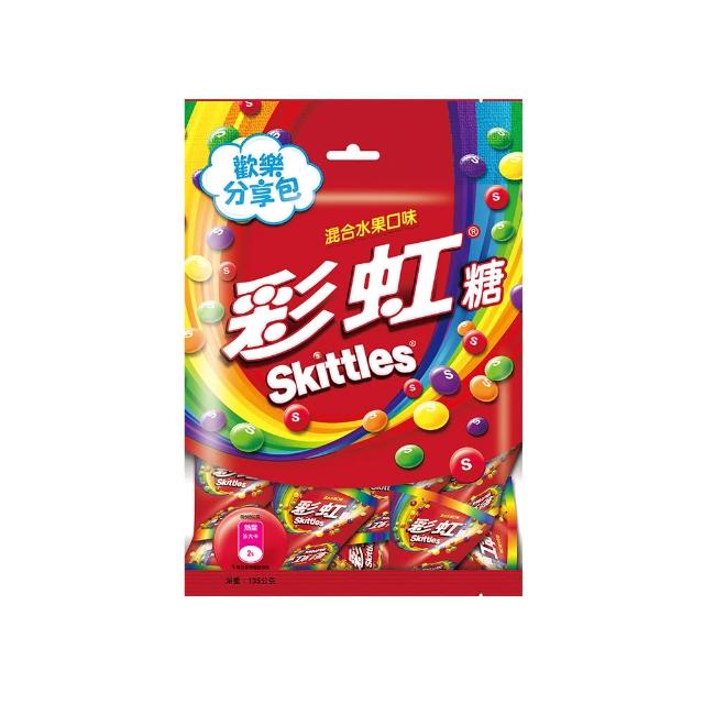 【Skittles彩虹糖】混合水果口味量販包 樂享包135g* 二入組(零食/點心)