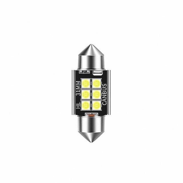 【Ample car】6SMD 3030 雙尖解碼 白光 LED 燈泡-2入(室內燈 閱讀燈 行李箱燈 車門燈 散熱燈座)