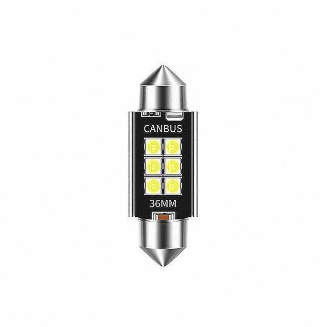 【Ample car】6SMD 3030 雙尖解碼 白光 LED 燈泡-2入(室內燈 閱讀燈 行李箱燈 車門燈 散熱燈座)