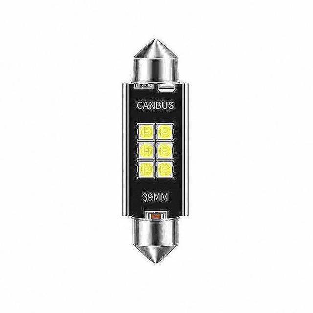 【Ample car】6SMD 3030 雙尖解碼 白光 LED 燈泡-2入(室內燈 閱讀燈 行李箱燈 車門燈 散熱燈座)