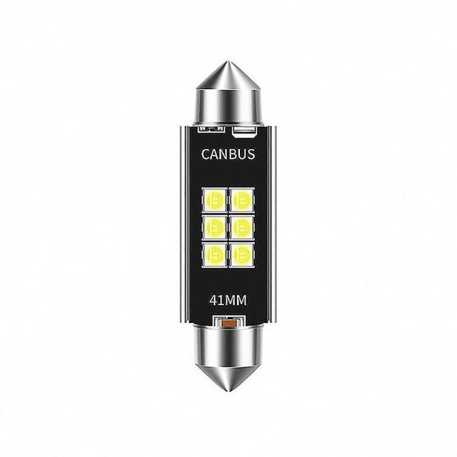 【Ample car】6SMD 3030 雙尖解碼 白光 LED 燈泡-2入(室內燈 閱讀燈 行李箱燈 車門燈 散熱燈座)