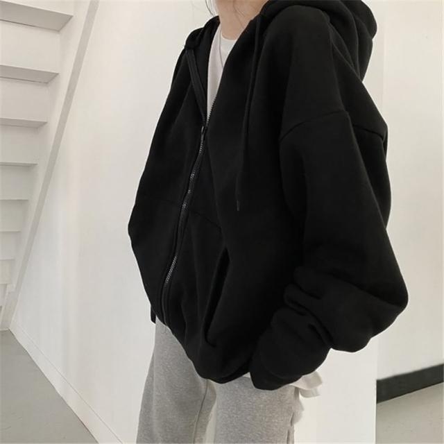 【D.studio】自訂款韓版經典運動連帽外套(運動外套 連帽外套 連帽上衣 衣服 女裝 冬天 長袖上衣 外套 J32)