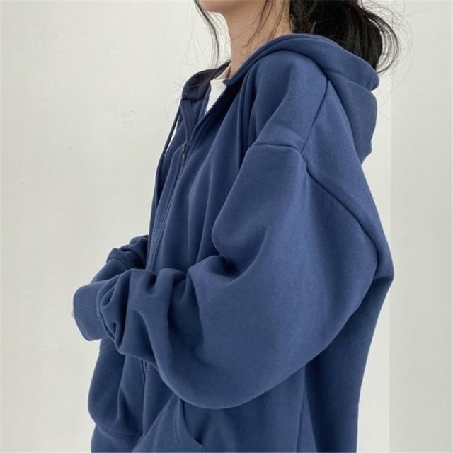【D.studio】自訂款韓版經典運動連帽外套(運動外套 連帽外套 連帽上衣 衣服 女裝 冬天 長袖上衣 外套 J32)