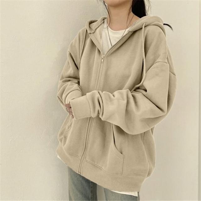 【D.studio】自訂款韓版經典運動連帽外套(運動外套 連帽外套 連帽上衣 衣服 女裝 冬天 長袖上衣 外套 J32)