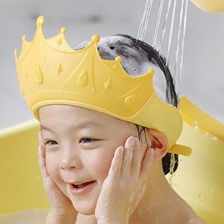 11757756 OL 【寶寶洗澡】皇冠造型兒童護耳洗頭帽(可調節頭圍 寶寶洗髮帽 護眼帽 理髮帽 嬰兒 沐浴帽 洗澡擋水帽)
