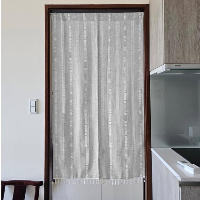 【巴芙洛】日式古樸禪風加厚棉麻流蘇長門簾85*150cm(買就送門簾桿子/日式門簾/風水簾/短簾/免打孔長門簾)