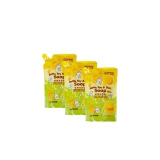 【Piyo Piyo 黃色小鴨】奶瓶清潔劑補充包(800mlx3包 蔬果 玩具 洗碗 洗手 嬰幼兒童餐具)