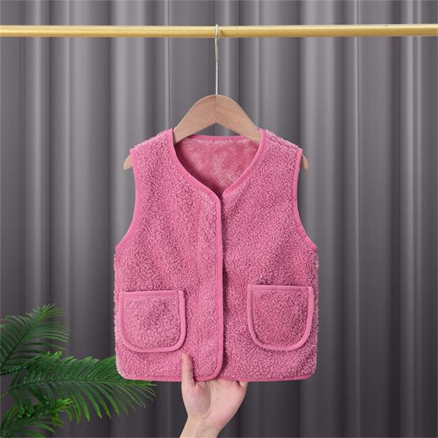 【安朵童舖】現貨韓版兒童加絨馬甲背心女童羊羔絨背心外套男童保暖馬甲童裝(23A)