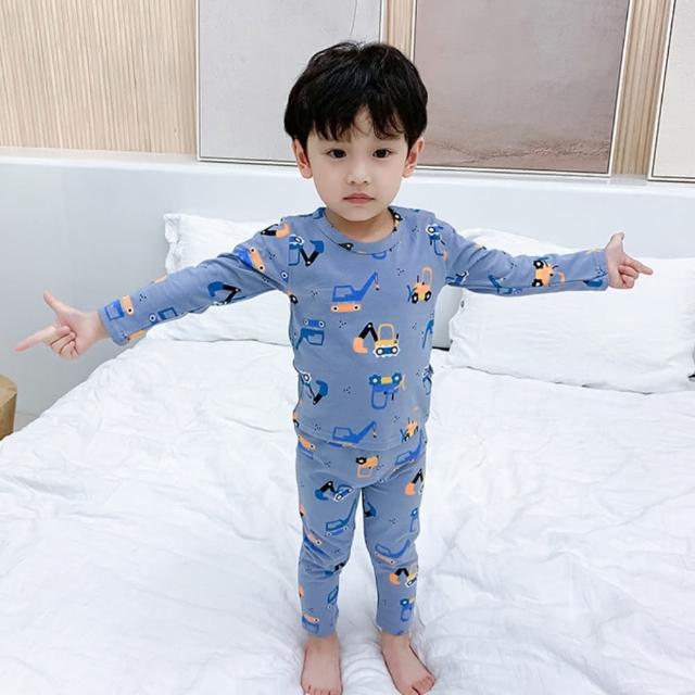 【安朵童舖】現貨韓版萊卡棉質兒童上衣長褲套裝女童睡衣男童家居服內衣打底衣兒童睡衣居家(122)