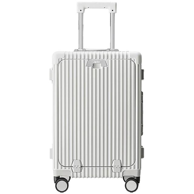 【Arlink】20吋鋁框行李箱 前開海關鎖/對開兩用 前開式商務登機箱 (筆電收納) 附杯架/手機架/充電/小行李箱