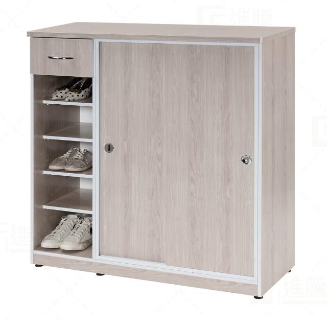 【艾蜜莉的家】3.6尺塑鋼推門+抽屜鞋櫃(楓木色)