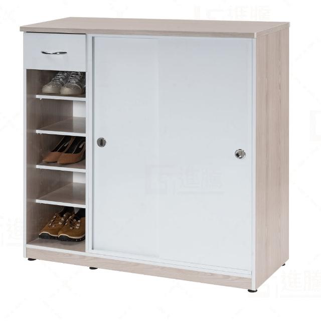 【艾蜜莉的家】3.6尺塑鋼推門+抽屜鞋櫃(楓木色)