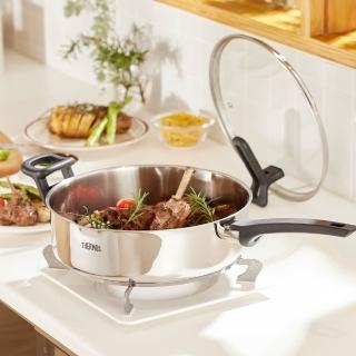 【THERMOS 膳魔師】捷利不鏽鋼單柄附瀝水蓋深煎鍋28cm(FND-F28)