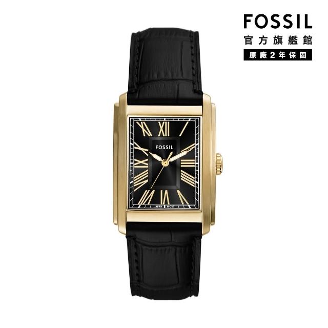 【FOSSIL】Carraway系列 復古羅馬數字手錶 皮革錶帶 30MM (多色可選)