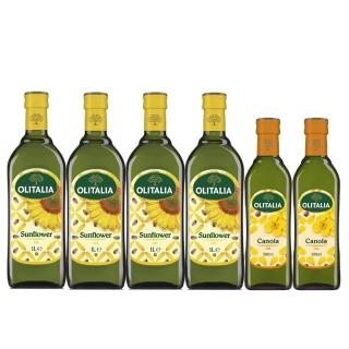 【Olitalia 奧利塔】葵花油1000mlx4瓶(+頂級芥花油500mlx2瓶-禮盒組)