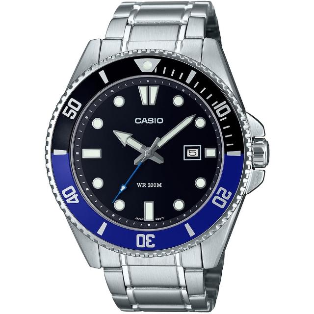 【CASIO 卡西歐】鋼帶款 槍魚系列200米潛水錶-4色可選 情人節 送禮(MDV-107D系列)