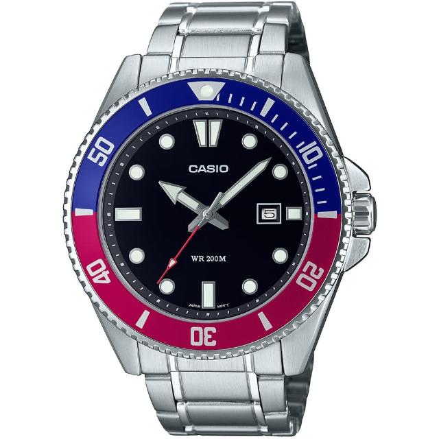 【CASIO 卡西歐】鋼帶款 槍魚系列200米潛水錶-4色可選 情人節 送禮(MDV-107D系列)