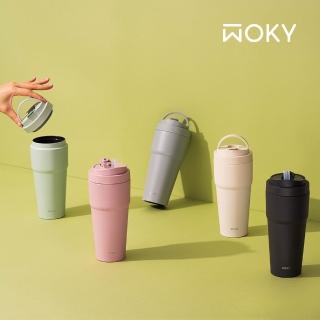 【WOKY 沃廚】渾圓杯 鈦陶瓷款770ml-附彈跳&矽膠粗吸管(隨行杯/吸管杯/保溫杯瓶/保冰杯瓶/水壺)