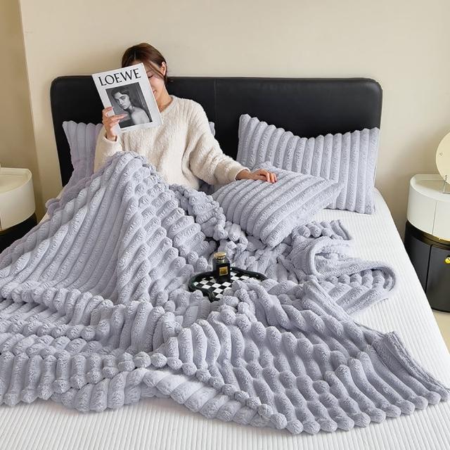 【寢聚 Sleep Club】買一送一 雙面兔毛絨雲朵雙人被 六色任選(四季被 空調毯 沙發毯)