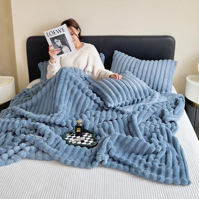 【寢聚 Sleep Club】買一送一 雙面兔毛絨雲朵雙人被 六色任選(四季被 空調毯 沙發毯)