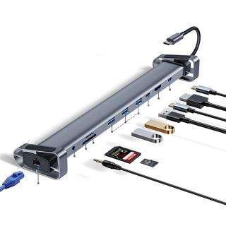 【ANTIAN】Type-C 10合1 多功能HUB轉接器筆電支架底座 PD100W 百兆網口 HDMI轉接頭(surface/mac轉接頭)