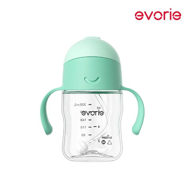 【Evorie】Tritan滑蓋學習吸管水杯防漏200mL(微笑水杯 練習水杯 練習喝水 寶寶水杯)
